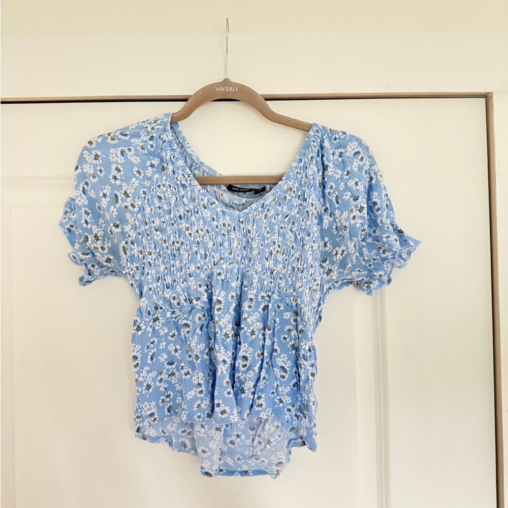 Wet Seal Blue and White Blouse Elegant Top